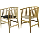 Dubai Restaurant Dining Chair Design Rope Seat Wood Armchair