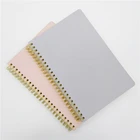 200 Page Notebook Grey Pink Leather Soft Cover A5 Spiral Journal With Custom Logo