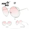 ADE WU DF18414 Wholesale Women Unique Trend Hallow Metal Frame Pink Italian Sunglasses Brands Designer New York Style