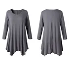 New Fashion Long Sleeve Solid Tunic Dress Women Plus Size Long Tunic Tops