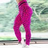 2019 Sport Women Fitness Leggings Pink Little Square Print Trousers Carton Bright Sports Leggings High Waist Leggings