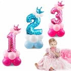Happy Birthday Party Decoration Blue Pink Number Foil Balloon Kids Boy Girl First Birthday Party Helium Ballon Number