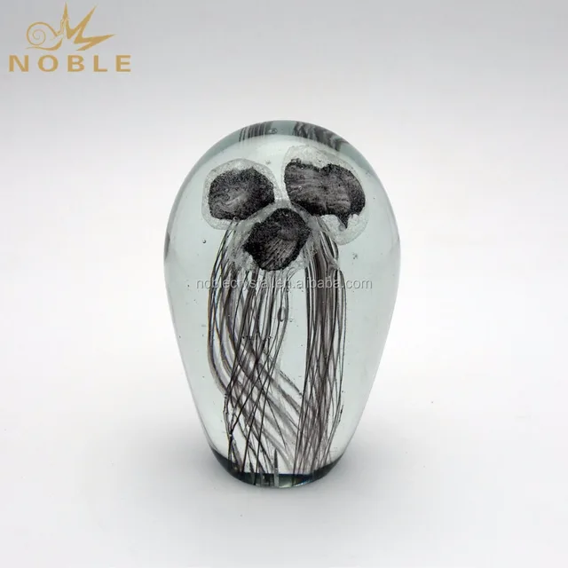 Pretty Art Glass Luminous Jellyfish Ball Crafts as Paperweight Gift