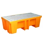 2 drum plastic spill pallet orange with hot galvanizing spill containment