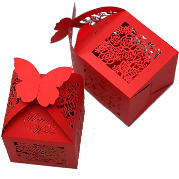 sweet red paper candy box wedding gift favor box