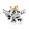 Personalized Rhodium Plating Big Hole Bead Frog with crown metal European Charms Bracelet
