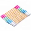 2018 colorful Disposable double-end Wooden Bamboo Stick Cotton Swab 100% Cotton Swab Sticks Bud