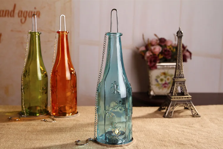 European zakka glass candle holder glass bottle home decoration printing wedding festival
