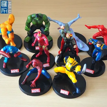 miniature superhero figures