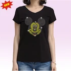 Bling Mickey and Minnie Flat Black Rhinestone Iron on Transfer Design