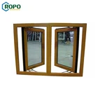 AWA Electric Casement Wooden Color Single Pane PVC Swing Window