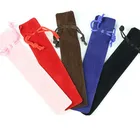 logo printed drawstring black velvet pen pouch