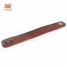 Custom Embossed Printing Logo Fashion Personalized Mens Genuine Leather Bracelet with Snap Button
