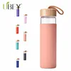 2019 best selling 550ml new products sports glass water bottle with bamboo lid