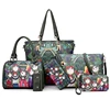 Factory Good Price 6 Pieces Set Handbag Wholesale Beautiful Printing PU Leather Women Handbag Sets