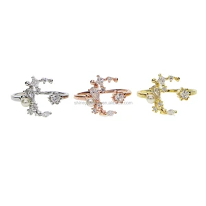 2018 danity christmas gift 18k gold plated moon star cz pearl