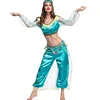 2 Piece Set Halloween Costumes For Women Sexy Blue Costume Adults Aladdin Princess Jasmine Cosplay Female Clothing E9254
