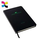 customized green color logo pu leather book black color inside