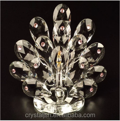 2016 nouveau design cristal figurine en cristal de paon figurine verre figurine de paon