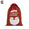 Custom print christmas gift use fashion string tied durable cotton canvas drawstring bag