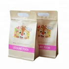 Handle Hole Top Gravures Printed Recyclable Kraft Paper Square Bottom Plastic Bag