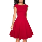2019 Design Ladies Summer Slimmed Flower Floral Red Porm Woman Dress