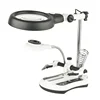 2.5X 10X LED Light Desktop Magnifier Glasses & Adjustable 6X Helping Hand Repair Clamp Clip Stand Desk Lamp