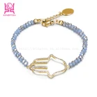 sky blue hand shape sexy charm beaded bracelet