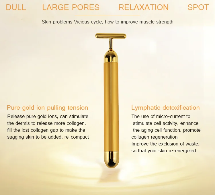OEM cellulite reduction high frequency 24k gold energy beauty bar / facial Massager