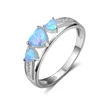 925 sterling silver synthetic sweet heart three opal stone Rings for women
