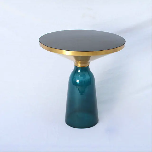 Replica designer furniture Transparent glass base Brass Bell Table by sebastian herkner
