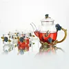 Lead-free crystal glass handmade enamel tea set with cups