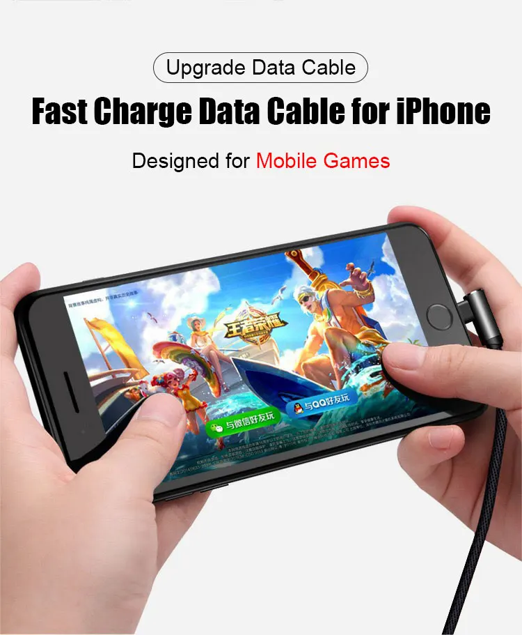 Wholesale New Style Black Blue Red L Shape Gaming Micro Usb Cable Cord For Samsung Galaxy S6 S7 Android Mobile Phone Game Cable - ANKUX.COM