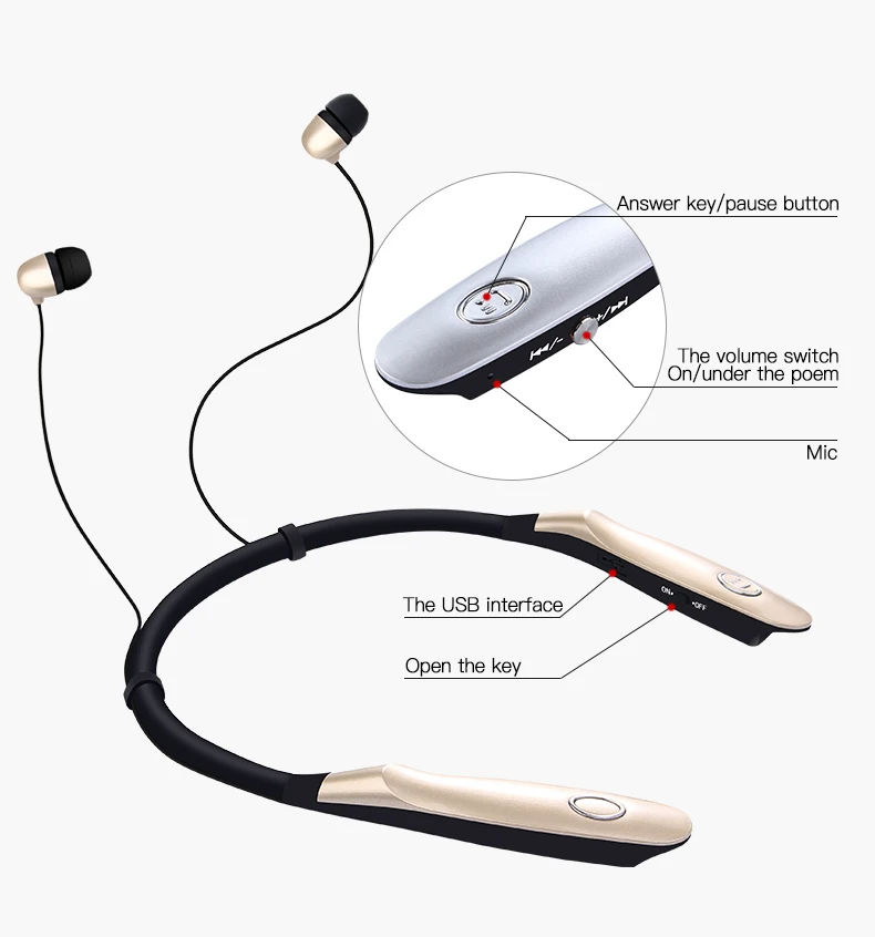 private label 15 hours wireless earphone neckband tws headphone - ANKUX.COM