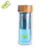 No minimum Factory direct sale high quality sports glass water bottle with plastic bamboo lid and infuser