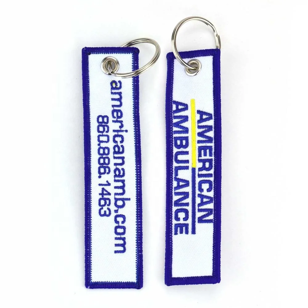 Personalized Wholesale Custom Fabric Embroidery Key Ring Tag Embroidered Key Chain Keyring Keychain