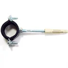 Standard Clamp Pole M8/M10 2 Screws Galvanized Steel Wall Mounting Pipe Clamp with Pole and Plastic Plug