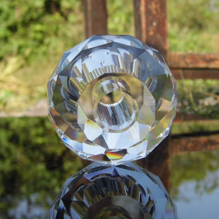 Factory Direct Supply Clear Faceted Hollow Crystal Balls /Facted crystal glass ball with hole /glass Drilled crystal ball