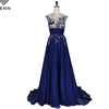 Long Formal Gown Evening Dresses Sashes Illusion A Line Handmade Beaded Chiffon Prom Dress