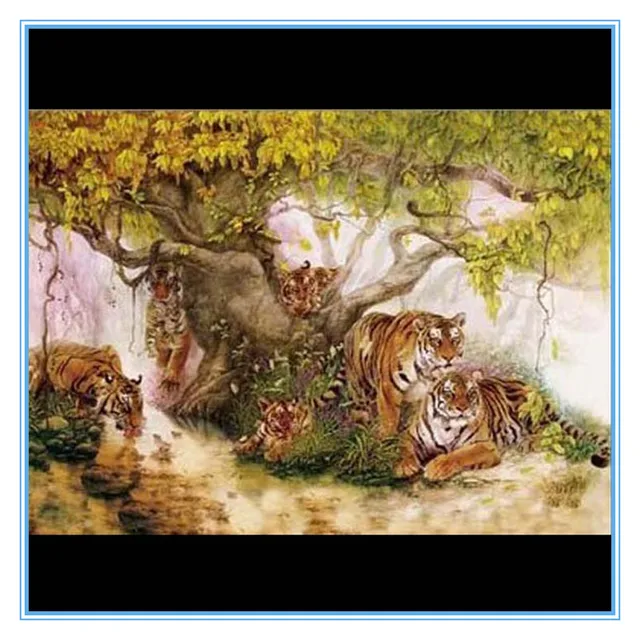 High quality and low price wall paper 3d picture of tiger with black frame for home decor