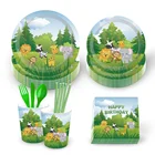 Graphic Customization MM009 Jungle Theme Party Tableware Animal Supplies Disposable Set For Kids Birthday 2019 New Design