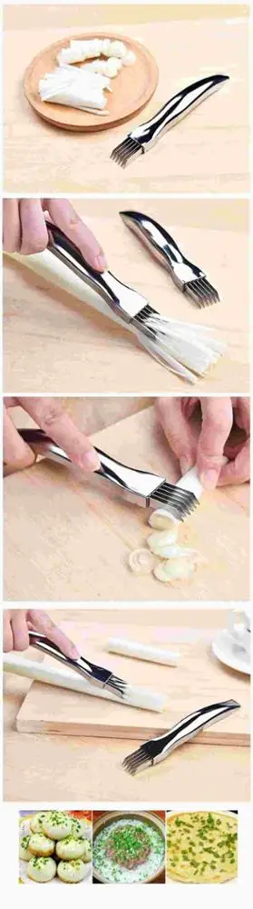 Kitchen Onion Knife Cutter Graters Vegetable Tool Multi Chopper Sharp Stainless Shredded Green Onion Knife Cut Slicer KC1067