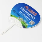 Custom Printed Circular Round Moon-shaped Silk PP Promotional Plastic Hand Held Paper Folding Fan Home Use Portable