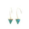 Natural stone pyramid drop earrings gold plated turquoise earrings for women