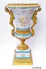 Character Design Huge Ceramic Prize Cup, Elegant Blue and White Style Porcelain Trophy Vase with Copper for Anniversary