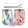 Amazon Hot Sale 12oz Double Wall Stainless Steel Wine Cup with Lid Straw Brush