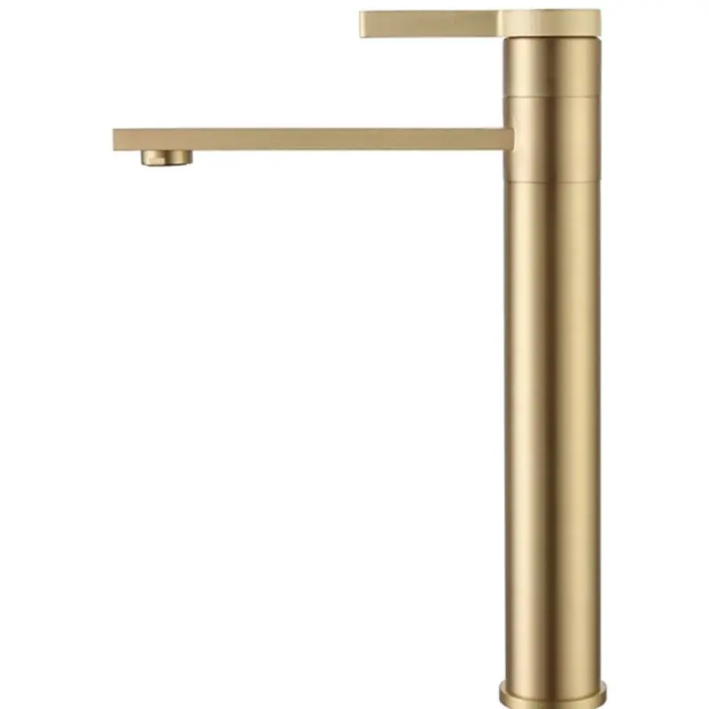 Brushed Gold Bathroom Wash Face Taps Basin Faucet