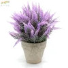 Plastic artificial lavender flower flocked bouquet decoration