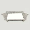zinc alloy pewter glass vintage serving mirror tray