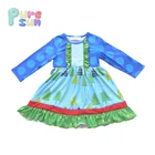 2018 wholesale Christmas tree pattern boutique kids baby girl dresses